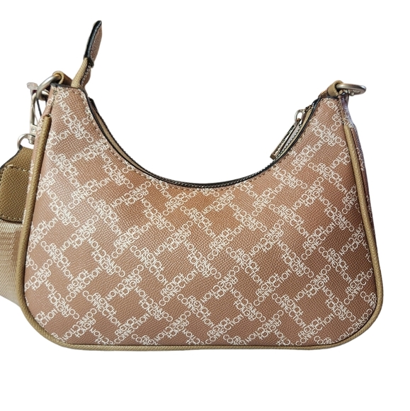 French Connection Halina Monogram Crescent Handbag Crossbody Purse - Picture 2 of 5
